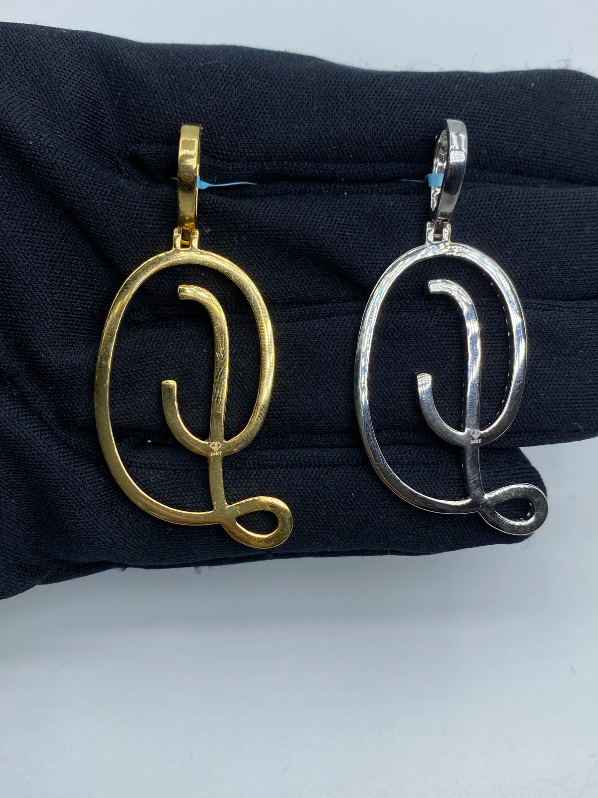 14K Gold Initial D Large Script Diamond Pendant - additional product view 6