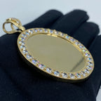 14K Gold Circle Picture Photo CZ Pendant - additional product view 3