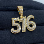 14K Gold 516 Area Code Diamond Pendant - additional product view 2