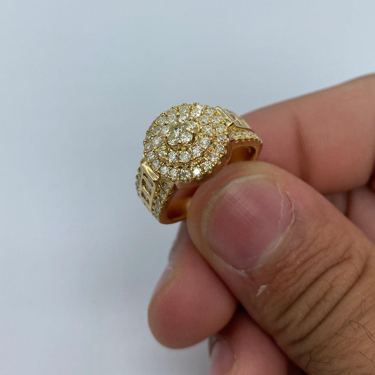 14K Gold Ladies Diamond Baguette Ring in yellow gold - close-up product photo