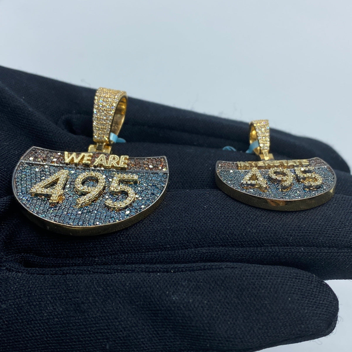 14K Gold Interstate 495 Diamond Pendant FREE Chain Included - additional product view 6