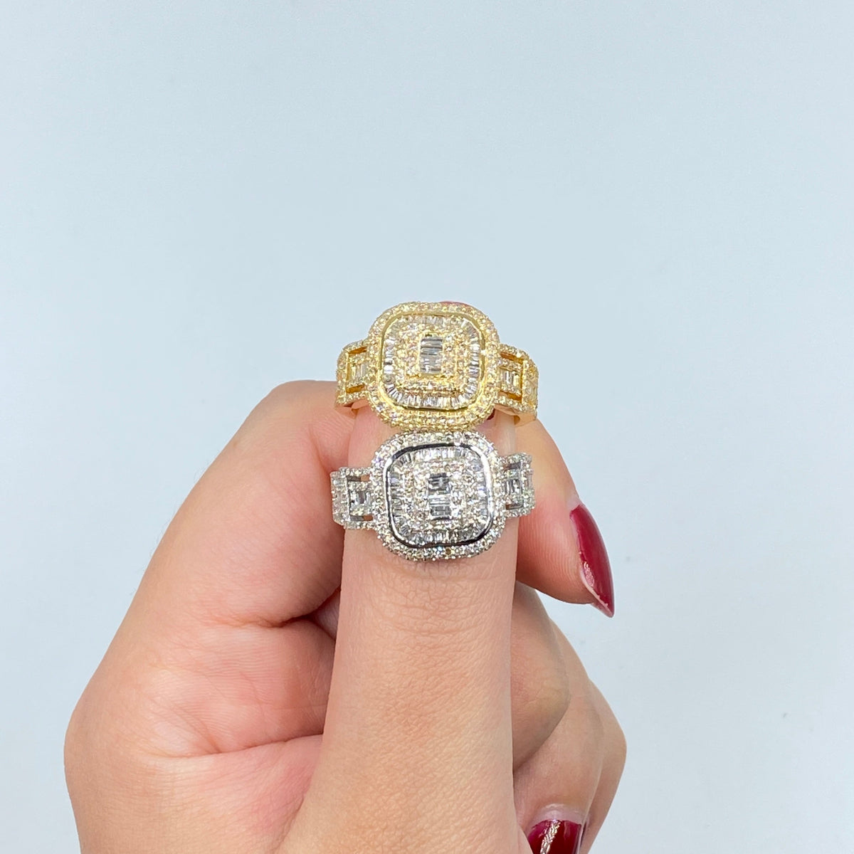 14K Gold Jumbo Square Halo Diamond Baguette Ring - additional product view 4