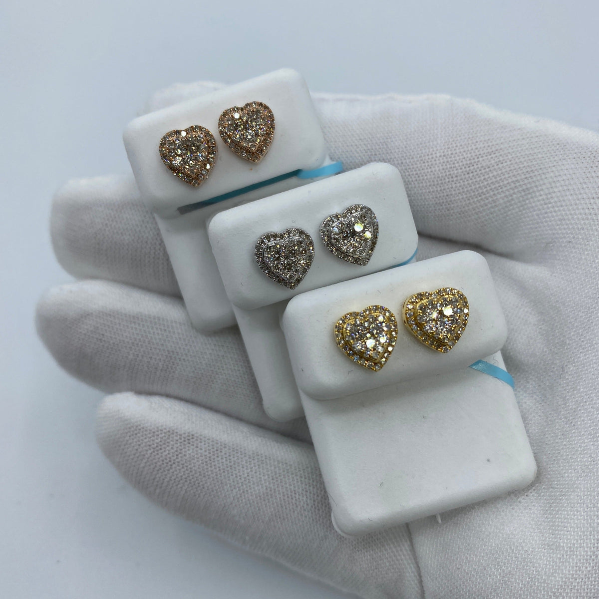 14K Gold Halo Heart Diamond Earrings - additional product view 2