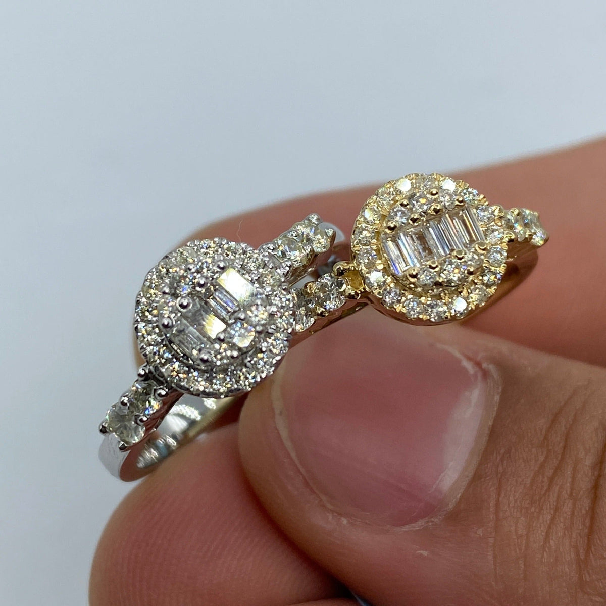 14K Gold Circle Diamond Baguette Engagement Ring - main product photo
