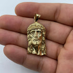 14K Gold Jesus Head Pendant 1.6 in - additional product view 2