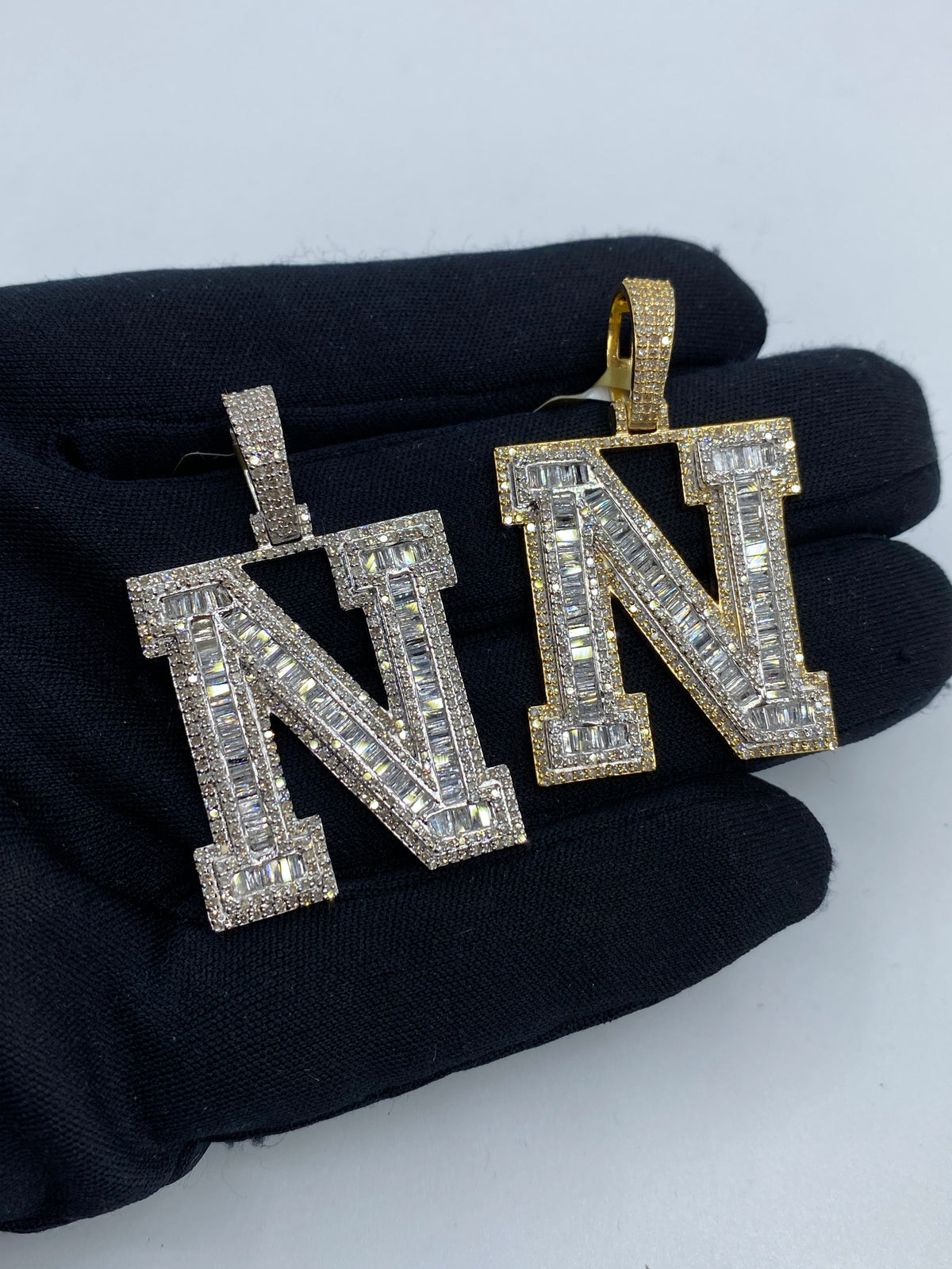 Initial N Baguette Diamond Pendant - additional product view 3