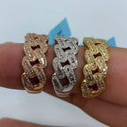 10K/14K Gold 9mm Rounded Cuban Link Diamond Baguette Ring - additional product view 2