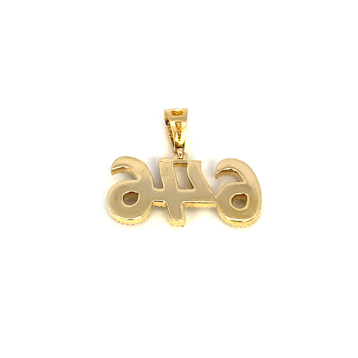 14K Gold 646 Area Code Diamond Pendant - additional product view 4