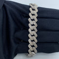 10K Gold 13.5mm Cuban Link Diamond Bracelet 8 in in white gold - close-up product photo