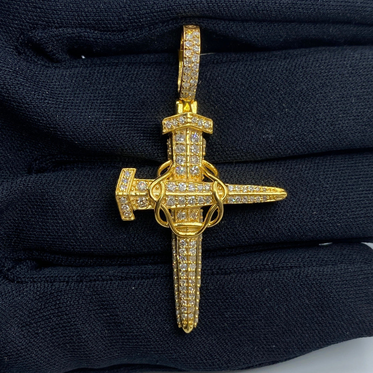 10K Gold Nail Cross Diamond Pendant - additional product view 2