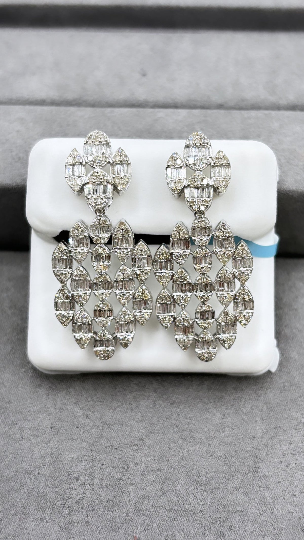 14K Gold Bridal El Trebol Baguette Hanging Diamond Earrings - additional product view 3