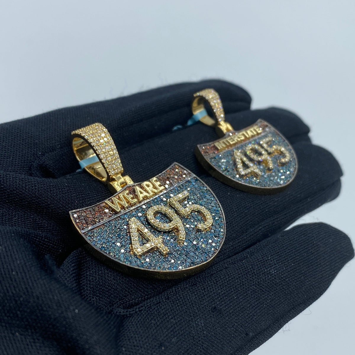 14K Gold Interstate 495 Diamond Pendant FREE Chain Included - additional product view 5