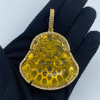 14K Gold Jumbo Buddha Diamond Pendant in yellow gold - close-up product photo