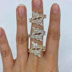 10K Gold Butterfly Diamond Baguette Bangle Ring - additional product view 5