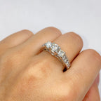 14K Gold Three Stone Pave Diamond Engagement Ring - additional product view 5