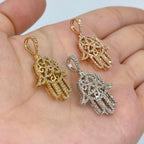 14K Gold Floral Hamsa Diamond Pendant - additional product view 6