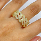 10K Gold Jumbo Monaco Cuban Link Diamond Ring - additional product view 2