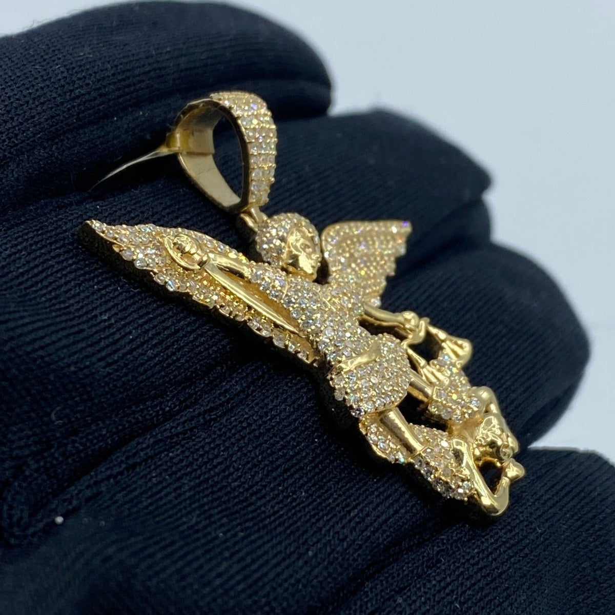 10K Gold Saint Michael Diamond Pendant - additional product view 3