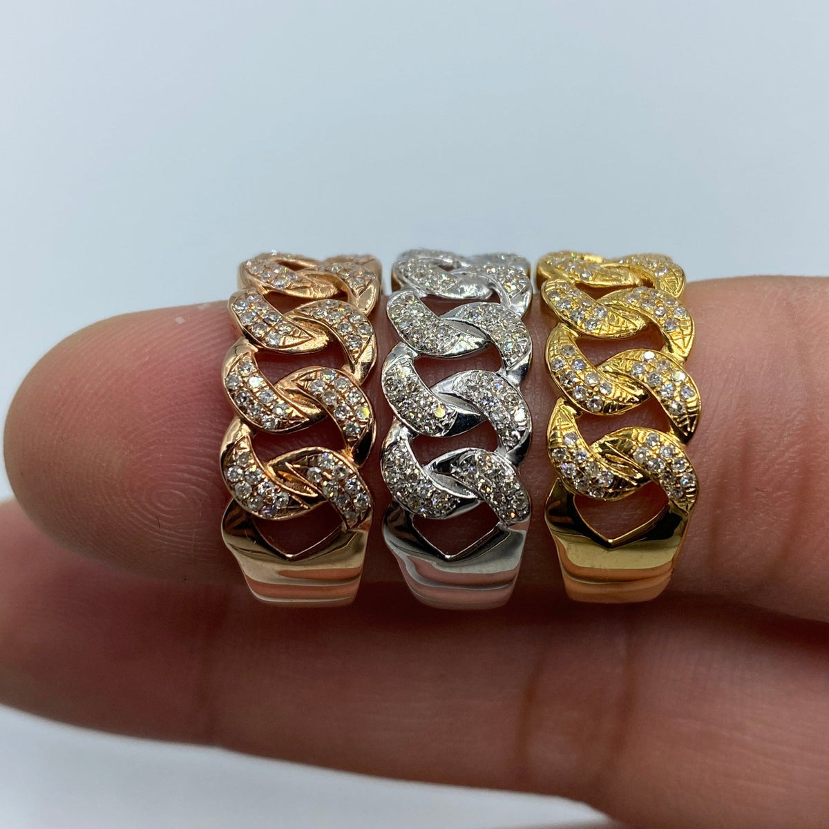 14K Gold 9mm Rounded Cuban Link Diamond Ring - additional product view 7