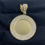 14K Gold Circle Picture Photo CZ Pendant - additional product view 2