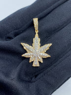 Weed Cannabis Diamond Pendant 1.6 Ct - additional product view 2