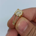 14K Gold Square Flower Diamond Engagement Ring in yellow gold - close-up product photo