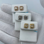 14K Gold Rectangle Halo Diamond Baguette Earrings - additional product view 3