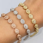 14K Gold Circle Diamond Baguette Tennis Bracelet 7 in - additional product view 2