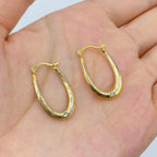 14K Gold Morning Star Oval Hoop Earrings - additional product view 2
