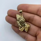 14K Gold Praying Hands Pendant 1.5 in - additional product view 7