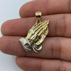 14K Gold Praying Hands Pendant 1.2 in - additional product view 4