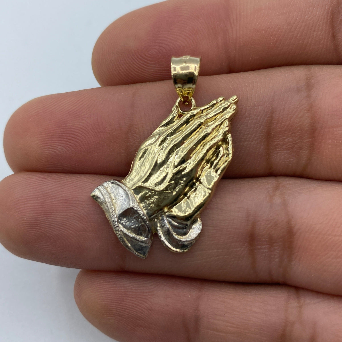 14K Gold Praying Hands Pendant 1.2 in - additional product view 4