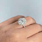 Custom 18K Gold Luxe Halo Oval Diamond Engagement Ring - additional product view 2