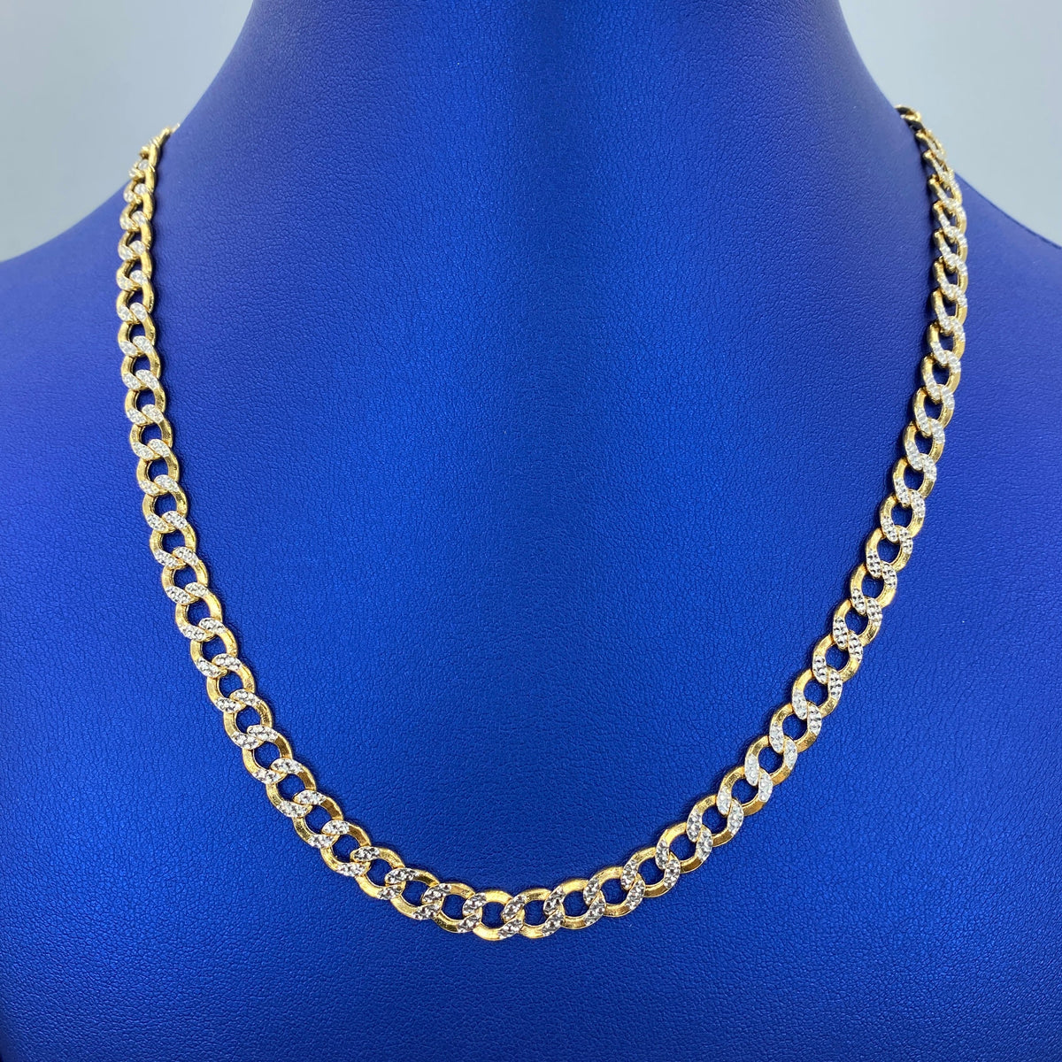 14K Gold 6.5mm Two-Tone Flat Cuban Link Chain 18 in - additional product view 2