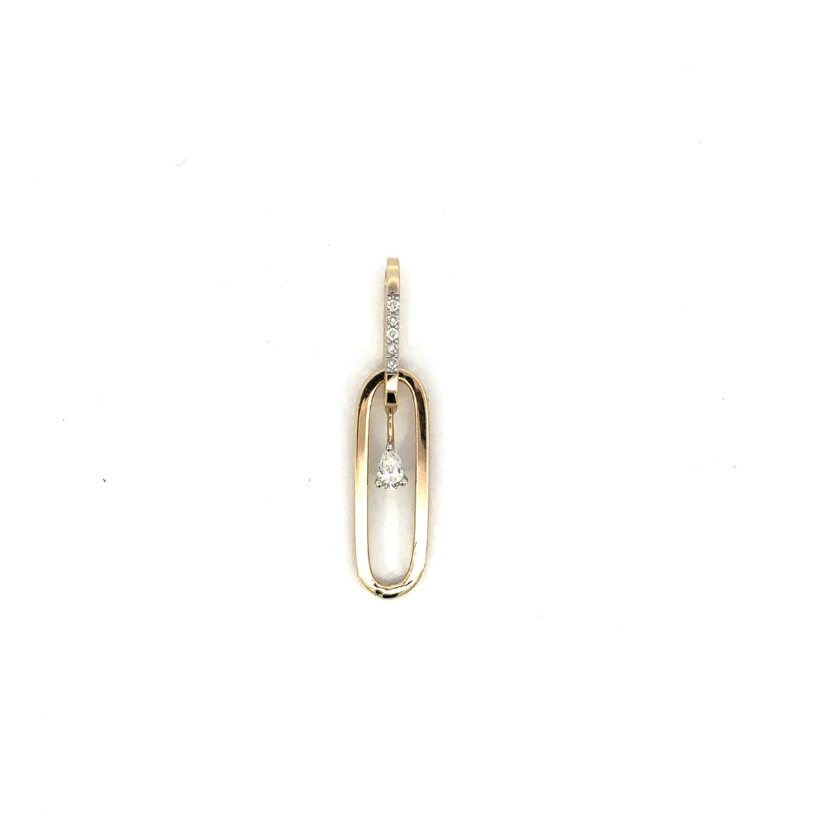14K Gold Paperclip Diamond Pendant - additional product view 4