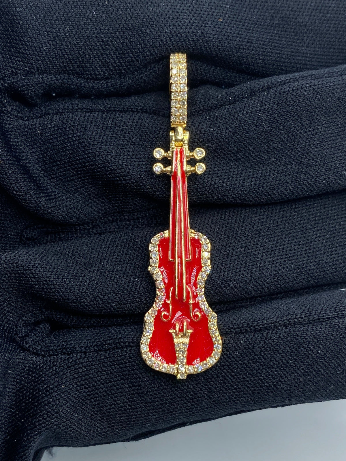 Red Guitar Diamond Pendant - additional product view 2