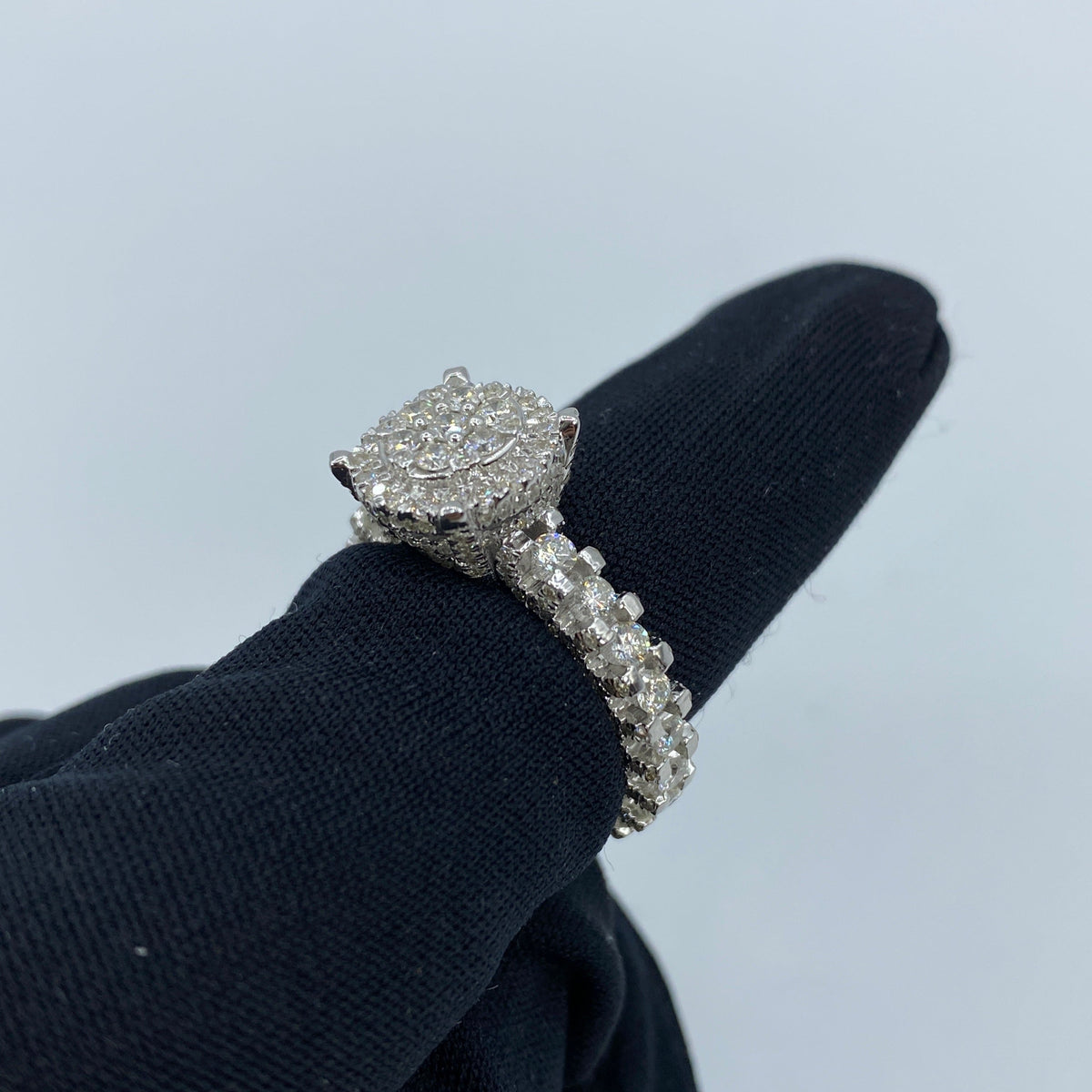 14K Gold Jumbo Circle Halo Diamond Engagement Ring with Band - additional product view 3