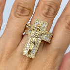 10K Gold Crucify Cross Diamond Baguette Ring - additional product view 2