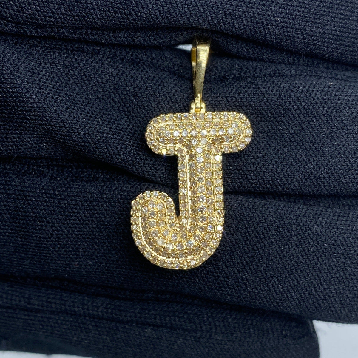 Initial J Bubble Diamond Pendant - additional product view 2