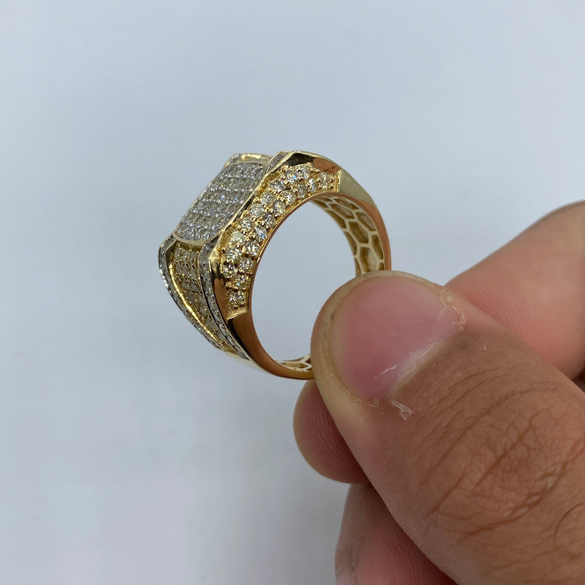 14K Gold Roman Square Diamond Ring - additional product view 5