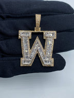 Initial W Baguette Diamond Pendant - additional product view 2