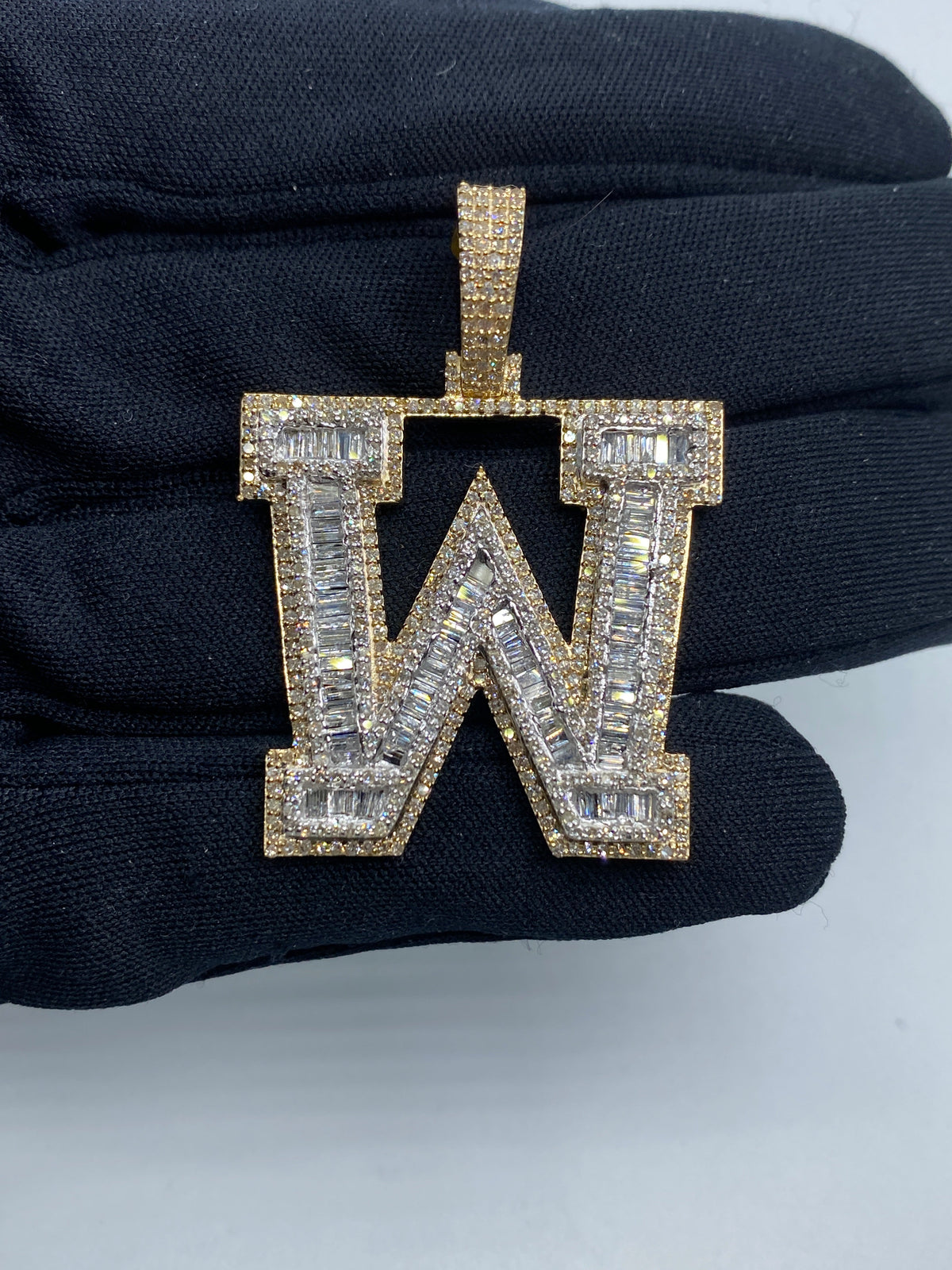 Initial W Baguette Diamond Pendant - additional product view 2