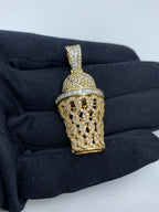 14K Gold Basketball Swish Baguette Diamond Pendant - additional product view 3
