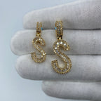 14K Gold Initial S Diamond Baguette Pendant - additional product view 2