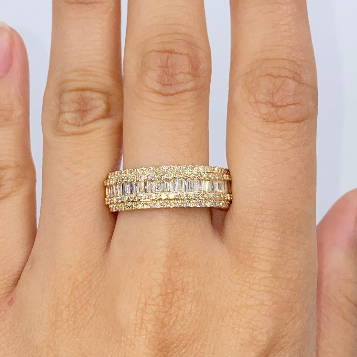 14K Gold Succession Diamond Baguette Ring in yellow gold - close-up product photo