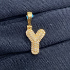 14K Gold Initial Y Bubble Diamond Pendant - additional product view 2