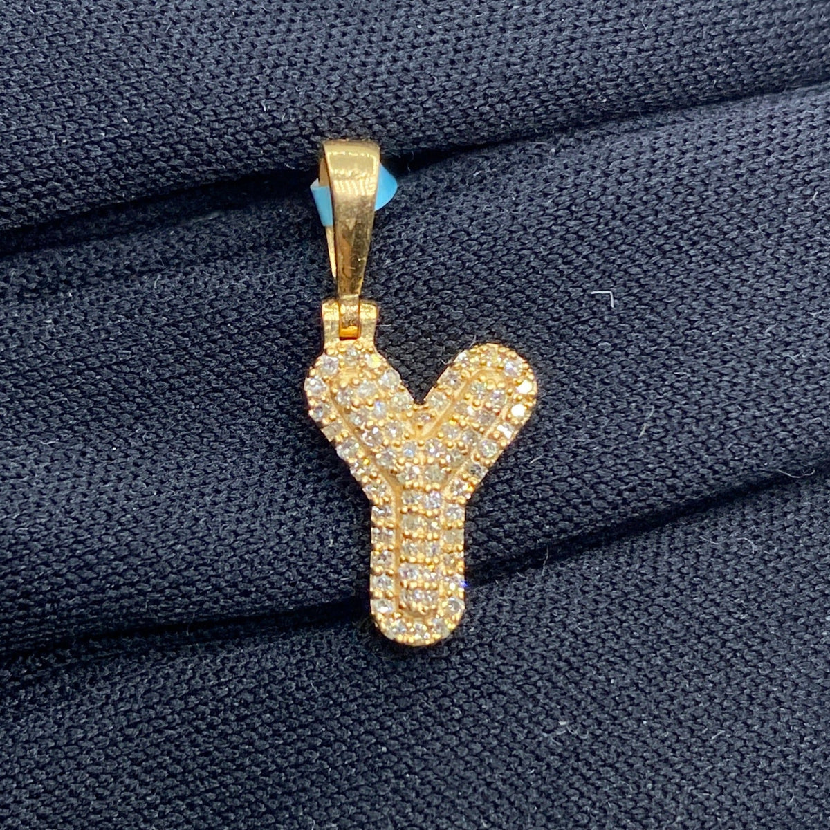 14K Gold Initial Y Bubble Diamond Pendant - additional product view 2