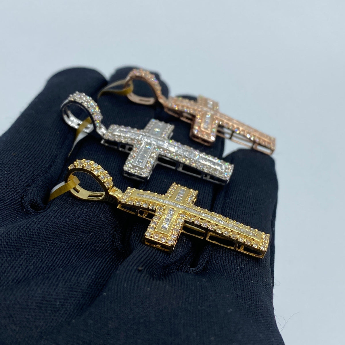 10K Gold Latin Cross Diamond Baguette Pendant - additional product view 6