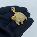 14K Gold Turtle Picture Photo Diamond Pendant - additional product view 3