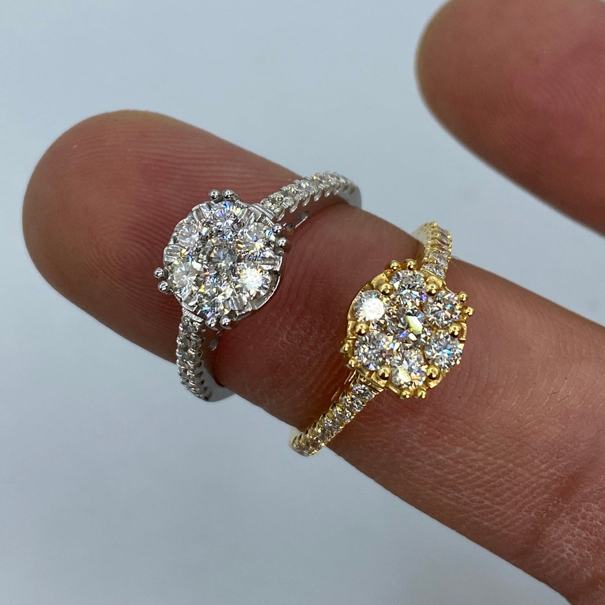 14K Gold Large Flower Diamond Engagement Ring - additional product view 2